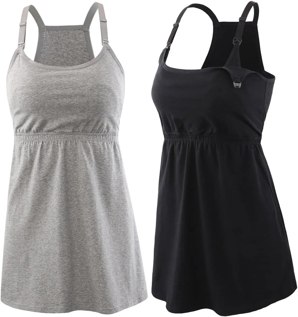 KUCI Maternity Nursing Tank Top, Women Maternity Cami Nursing Sleep Bra Breastfeeding Tops for Pregnancy