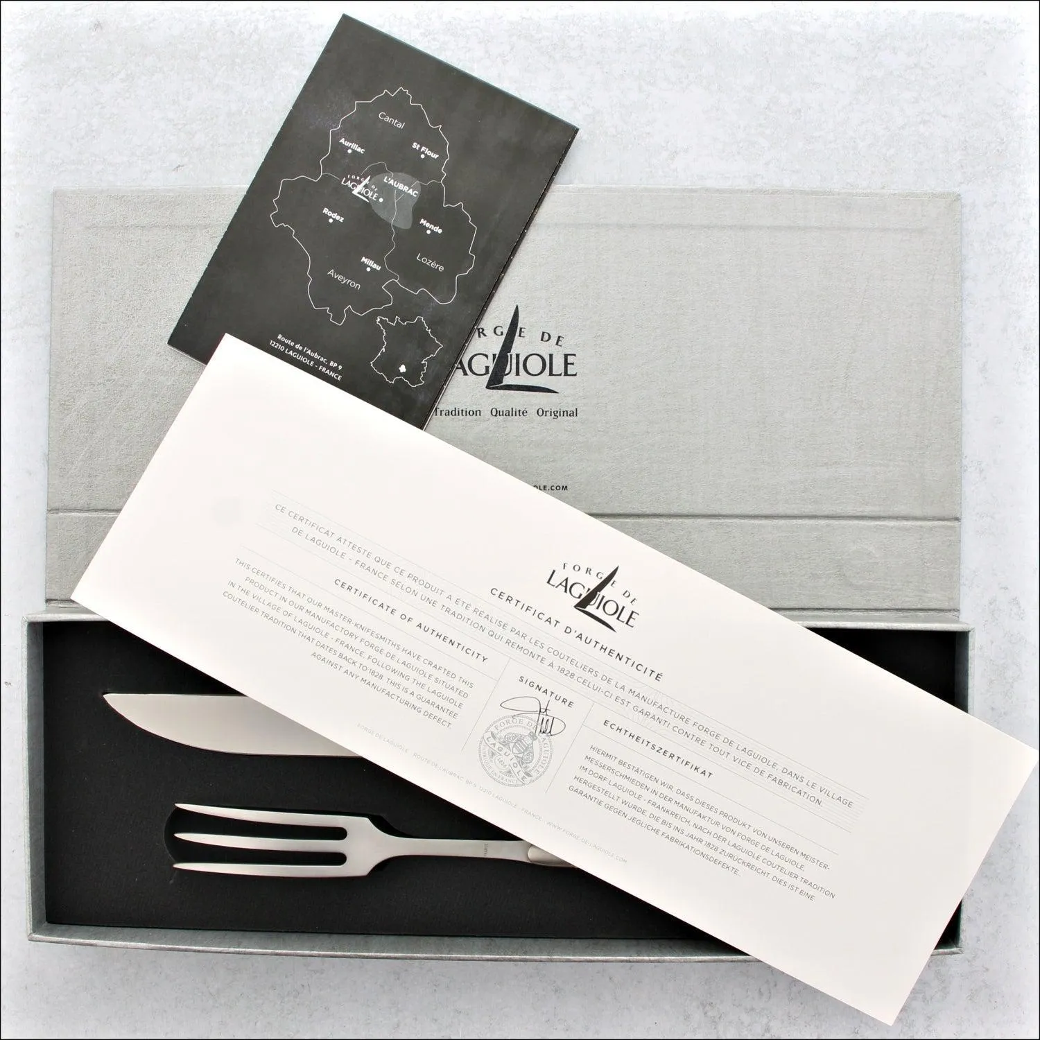 Laguiole Carving Set Ebony Handle Shiny Finish