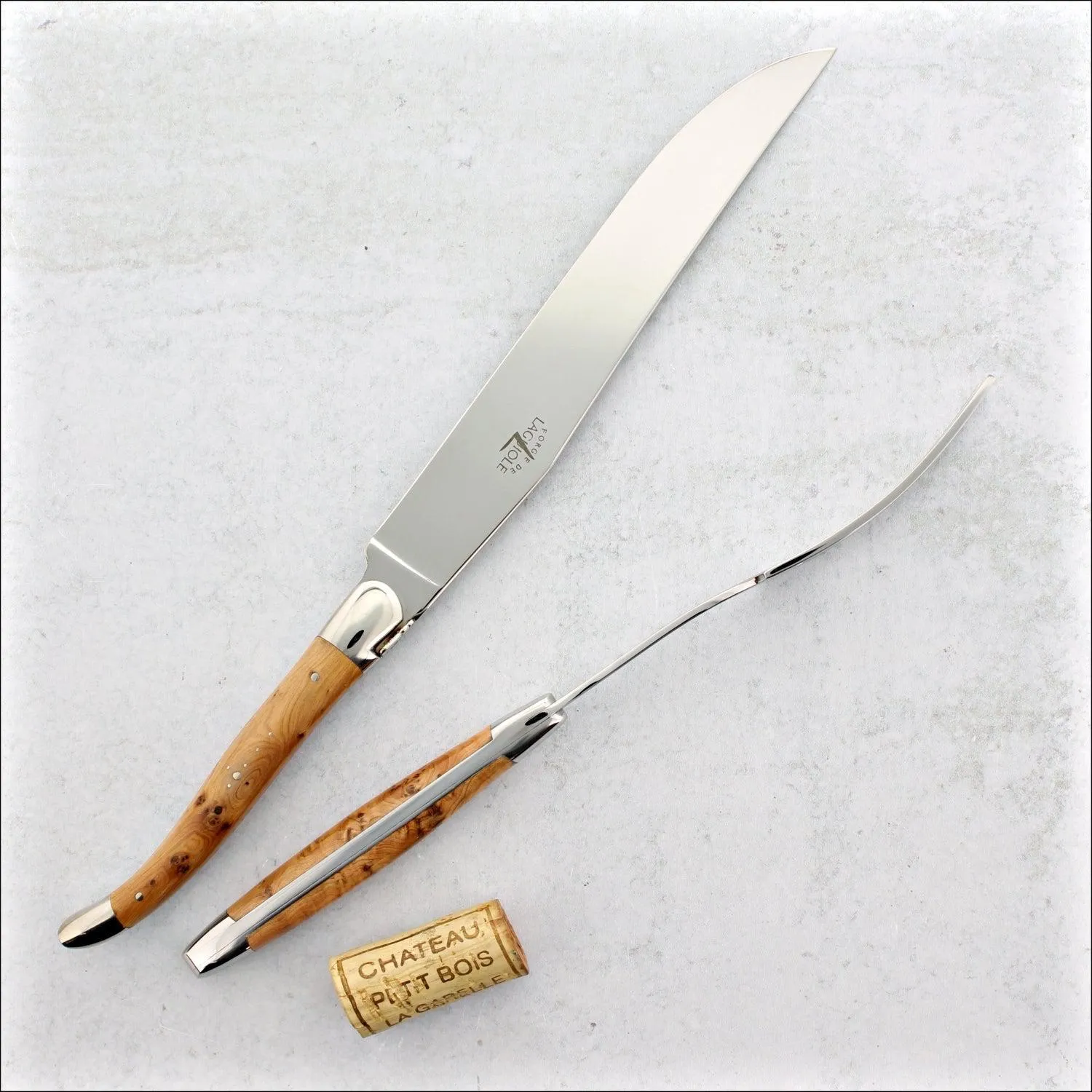 Laguiole Carving Set Juniper Handle Shiny Finish