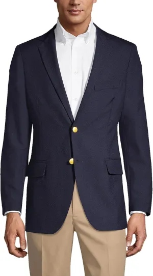 Lands' End School Uniform Men's Tailored Fit Hopsack Blazer