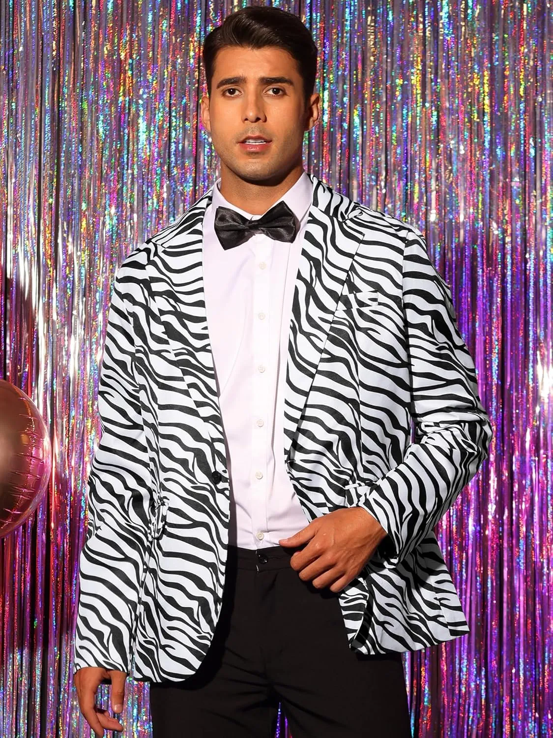 Lars Amadeus Animal Printed Blazer for Men's Vintage Slim Fit One Button Party Sports Coats
