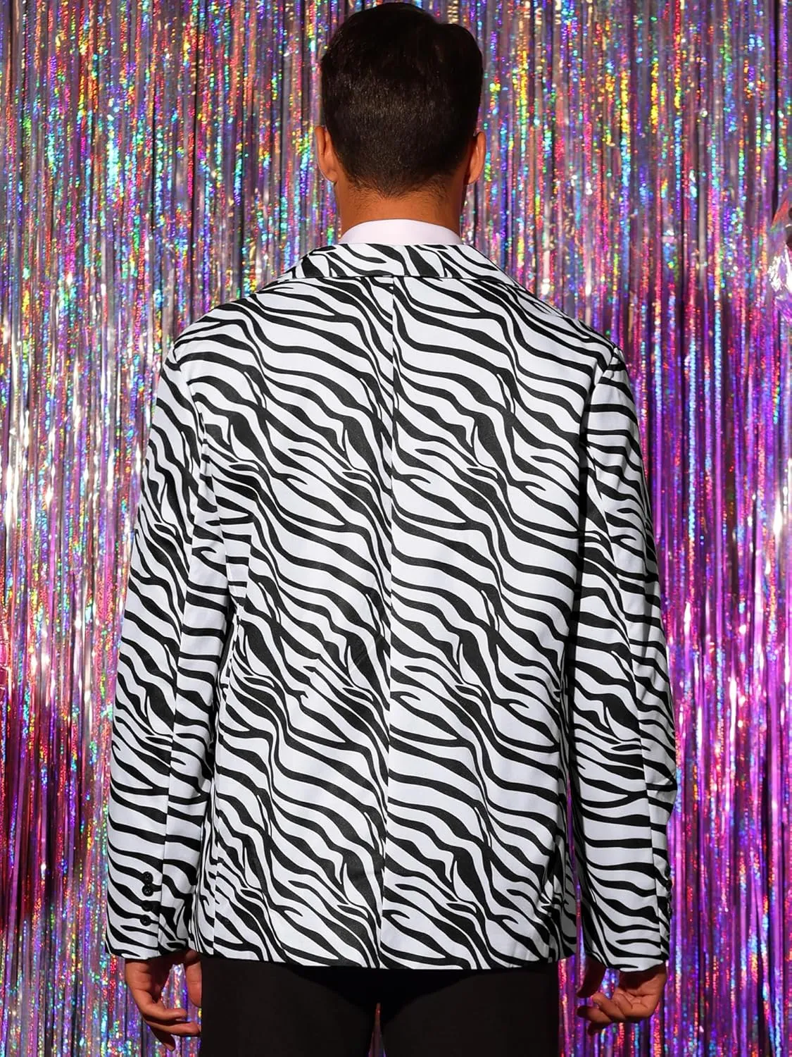 Lars Amadeus Animal Printed Blazer for Men's Vintage Slim Fit One Button Party Sports Coats