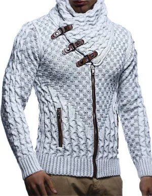 Leif Nelson Men's Knitted Jacket Turtleneck Cardigan Winter Pullover Hoodies Casual Sweaters Jumper LN5340