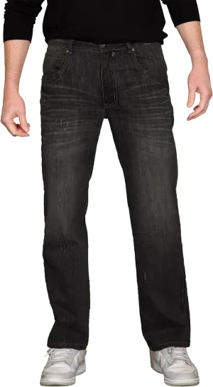 Level 7 Men's Relaxed Bootcut & Relaxed Straight Leg Denim Distressed Jeans with Zipper Pocket