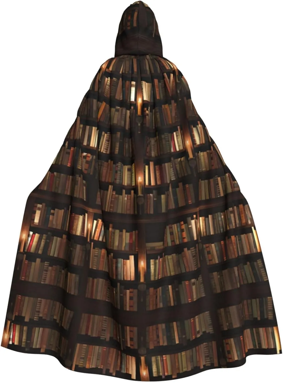 Library Bookshelf Book Print Long Cape Unisex Cloak With Hood Halloween Costume Cloak Adult Vampire Witch Cape