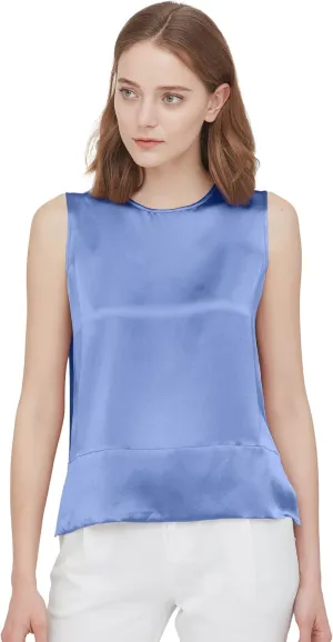 LilySilk 100% Silk Blouses for Women 22 Momme Mulberry Silk Tank Top Slit Sleeveless for Spring Summer Cool Elegant