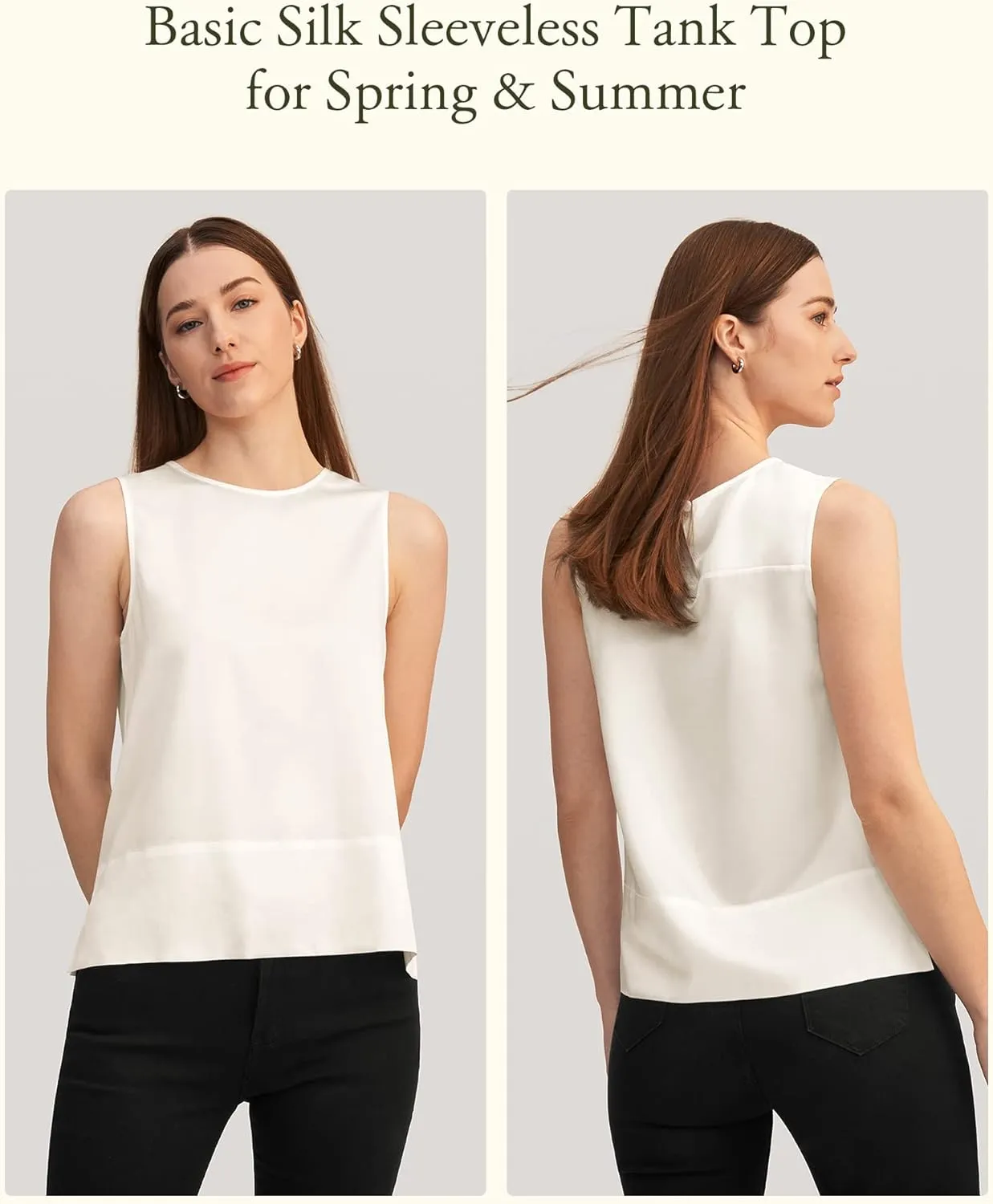 LilySilk 100% Silk Blouses for Women 22 Momme Mulberry Silk Tank Top Slit Sleeveless for Spring Summer Cool Elegant