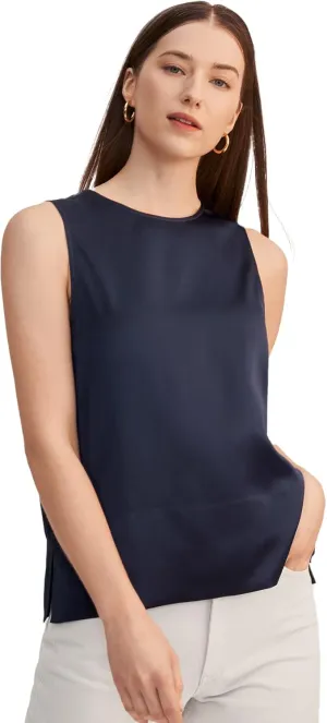 LilySilk 100% Silk Blouses for Women 22 Momme Mulberry Silk Tank Top Slit Sleeveless for Spring Summer Cool Elegant