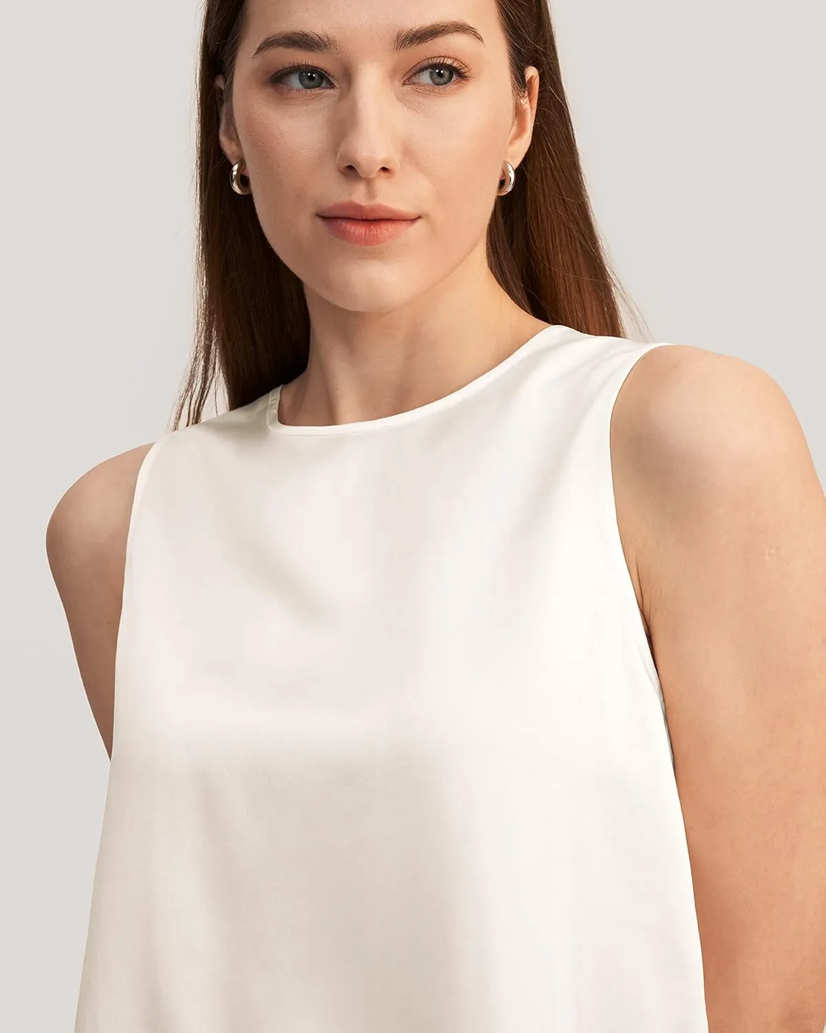 LilySilk 100% Silk Blouses for Women 22 Momme Mulberry Silk Tank Top Slit Sleeveless for Spring Summer Cool Elegant