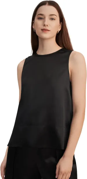 LilySilk 100% Silk Blouses for Women 22 Momme Mulberry Silk Tank Top Slit Sleeveless for Spring Summer Cool Elegant