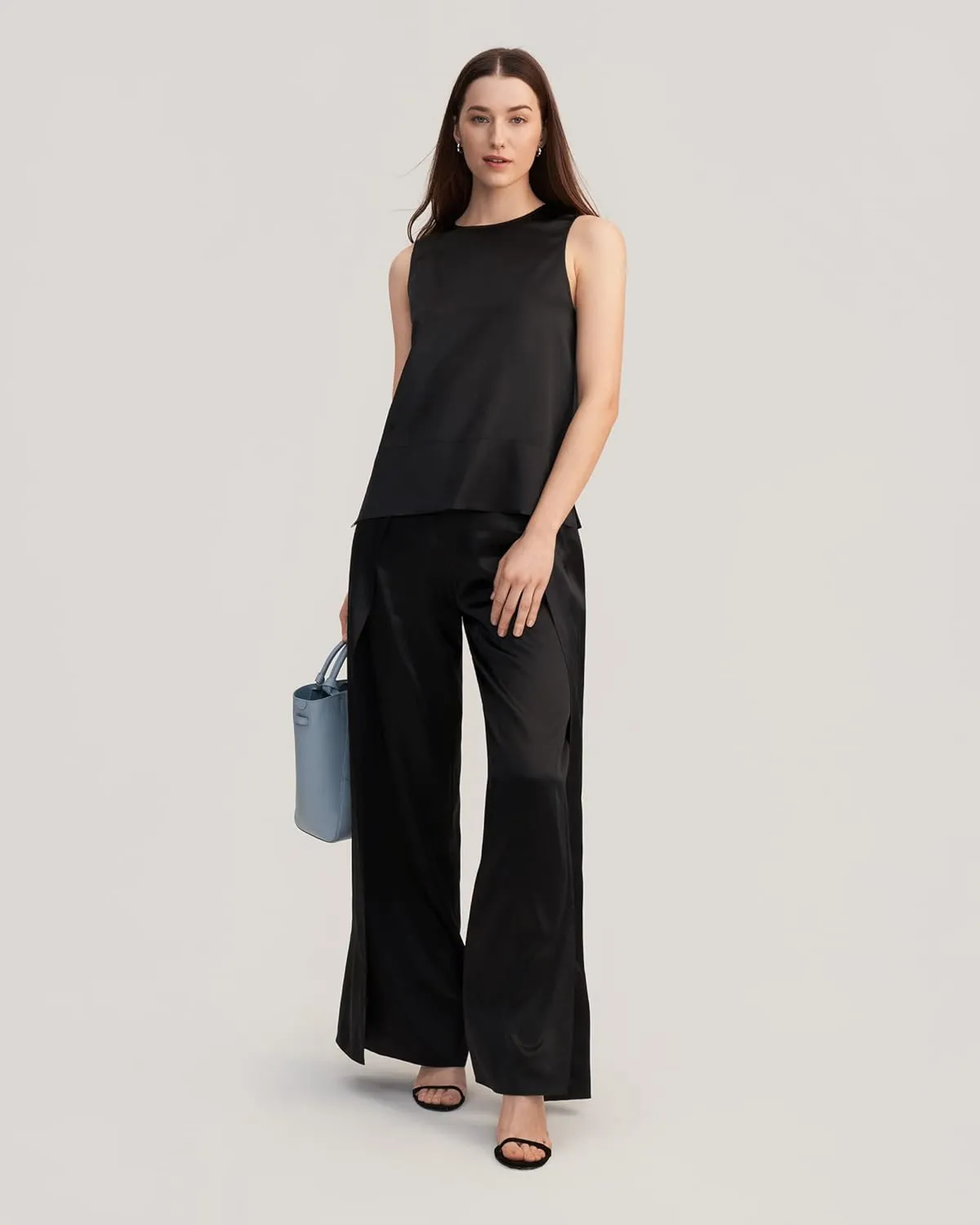 LilySilk 100% Silk Blouses for Women 22 Momme Mulberry Silk Tank Top Slit Sleeveless for Spring Summer Cool Elegant
