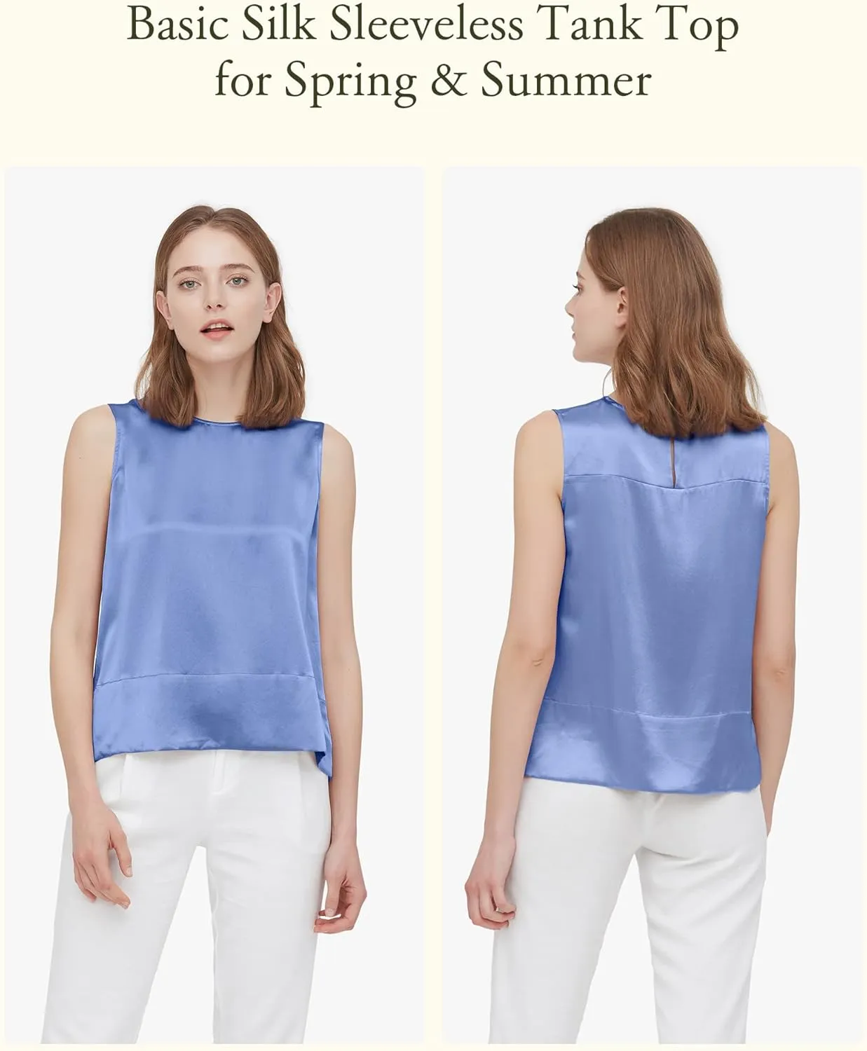 LilySilk 100% Silk Blouses for Women 22 Momme Mulberry Silk Tank Top Slit Sleeveless for Spring Summer Cool Elegant