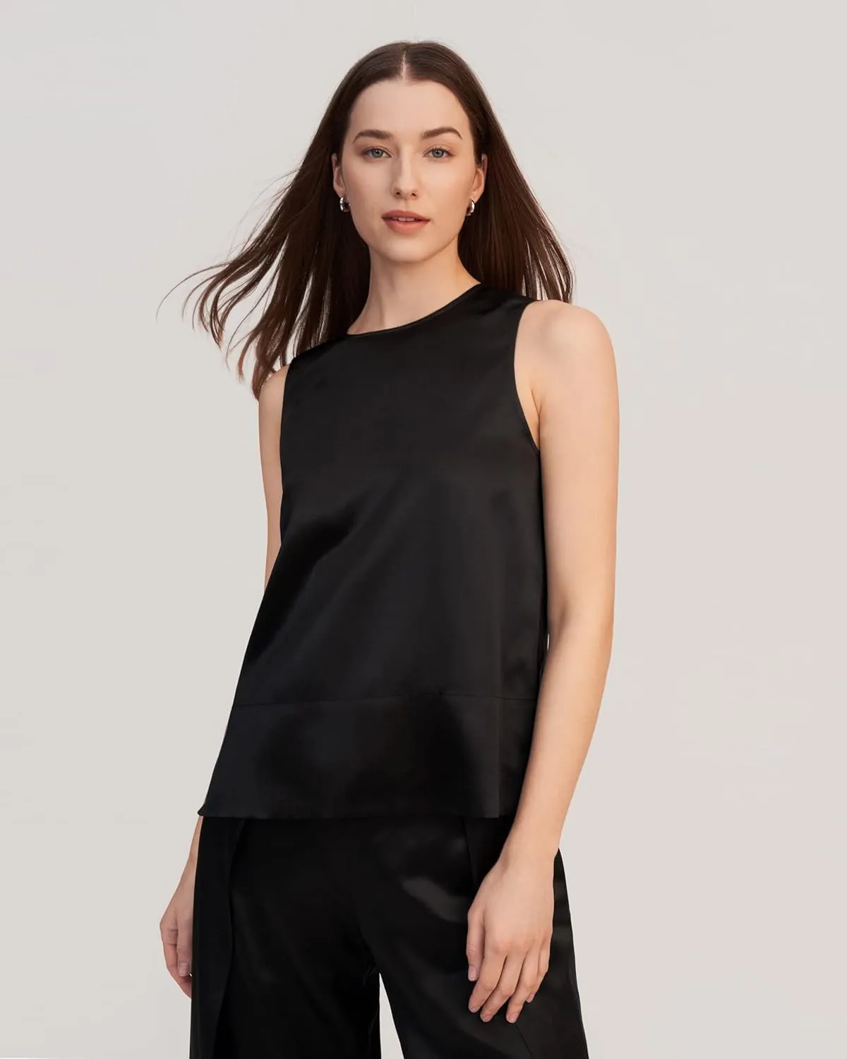 LilySilk 100% Silk Blouses for Women 22 Momme Mulberry Silk Tank Top Slit Sleeveless for Spring Summer Cool Elegant