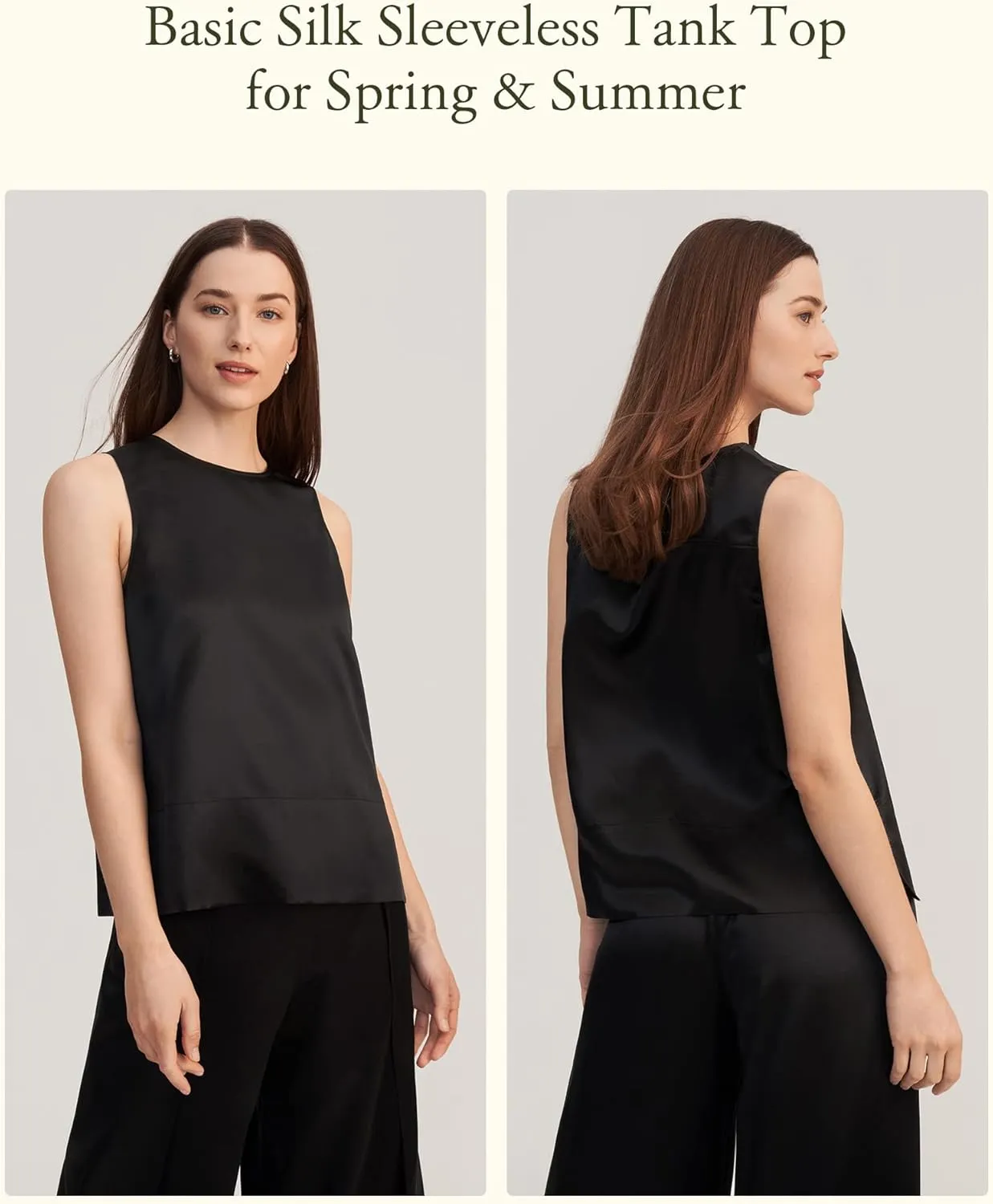 LilySilk 100% Silk Blouses for Women 22 Momme Mulberry Silk Tank Top Slit Sleeveless for Spring Summer Cool Elegant