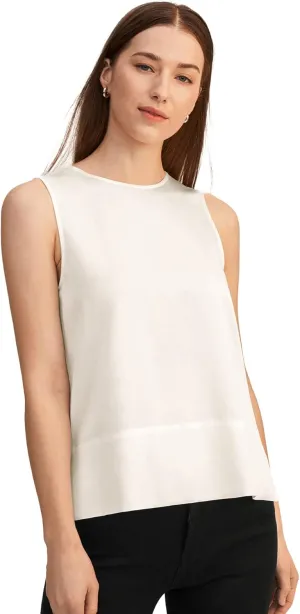 LilySilk 100% Silk Blouses for Women 22 Momme Mulberry Silk Tank Top Slit Sleeveless for Spring Summer Cool Elegant