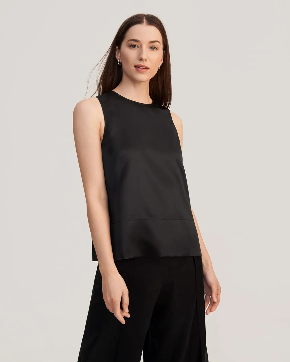 LilySilk 100% Silk Blouses for Women 22 Momme Mulberry Silk Tank Top Slit Sleeveless for Spring Summer Cool Elegant