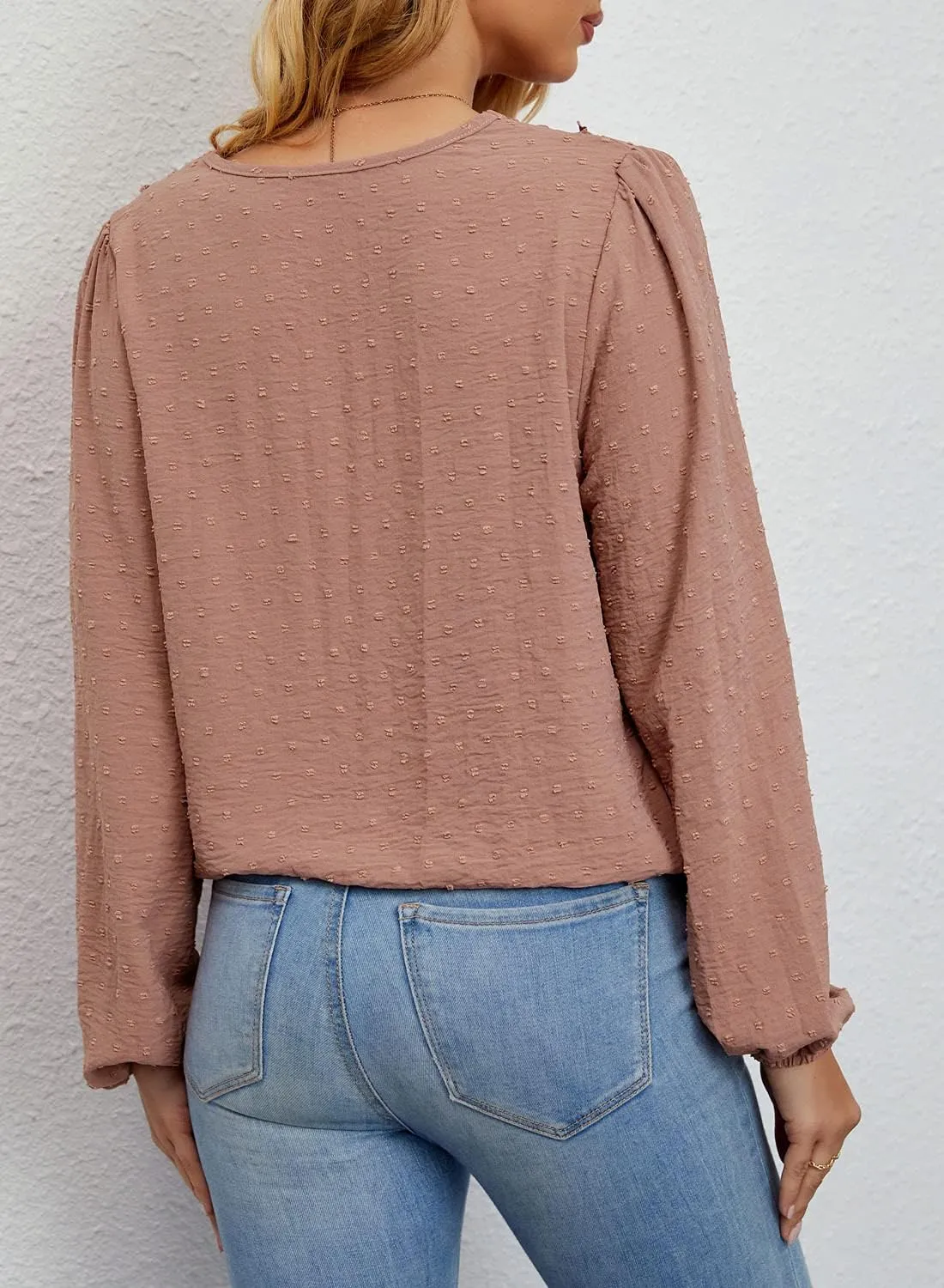 LOLONG Womens Tops Short/Long Sleeve V Neck Chiffon Blouses Dressy Casual Pom Poms Shirts