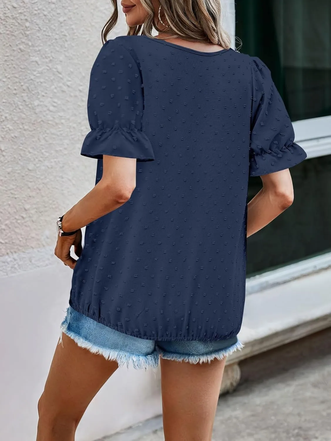 LOLONG Womens Tops Short/Long Sleeve V Neck Chiffon Blouses Dressy Casual Pom Poms Shirts