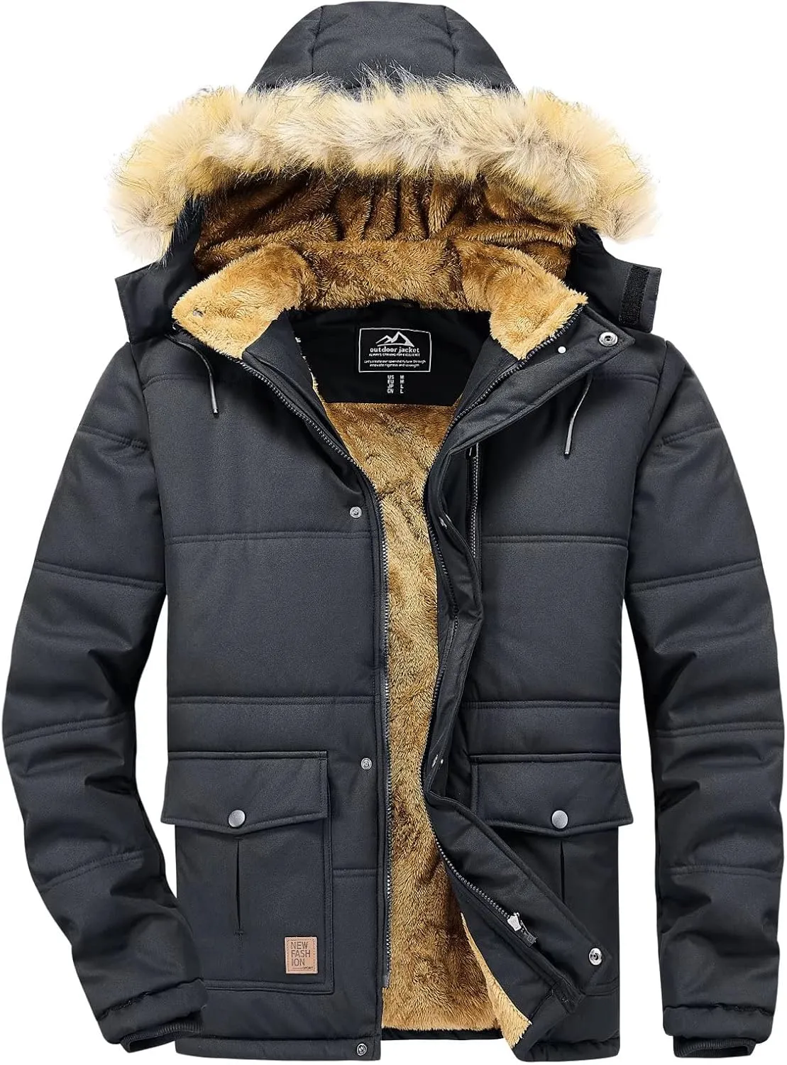 MAGNIVIT Men's Winter Jacket Puffer Coats Thicken Warm Fur Down Parka Jcket with Removable Hood