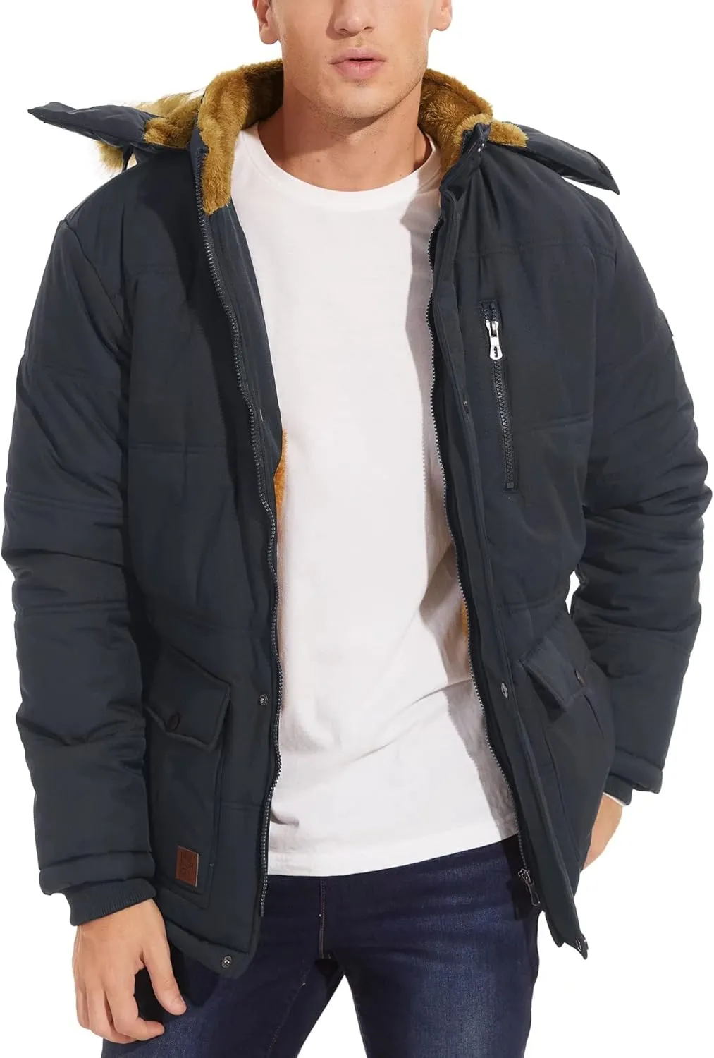 MAGNIVIT Men's Winter Jacket Puffer Coats Thicken Warm Fur Down Parka Jcket with Removable Hood