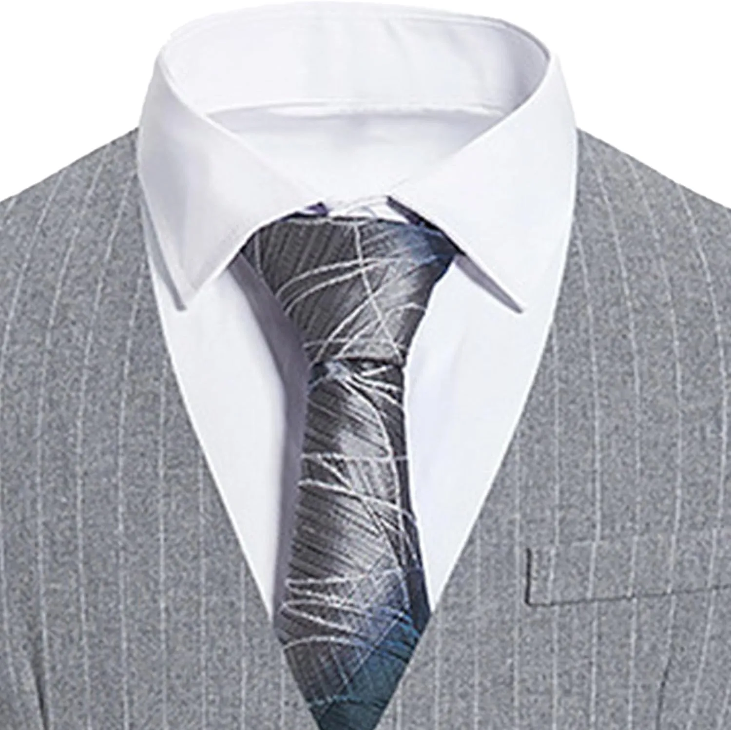 Maiyifu-GJ Men's Casual Pinstripe Dress Vests Formal Business Waistcoat Slim Fit Wedding Suit Vest for Suit or Tuxedo