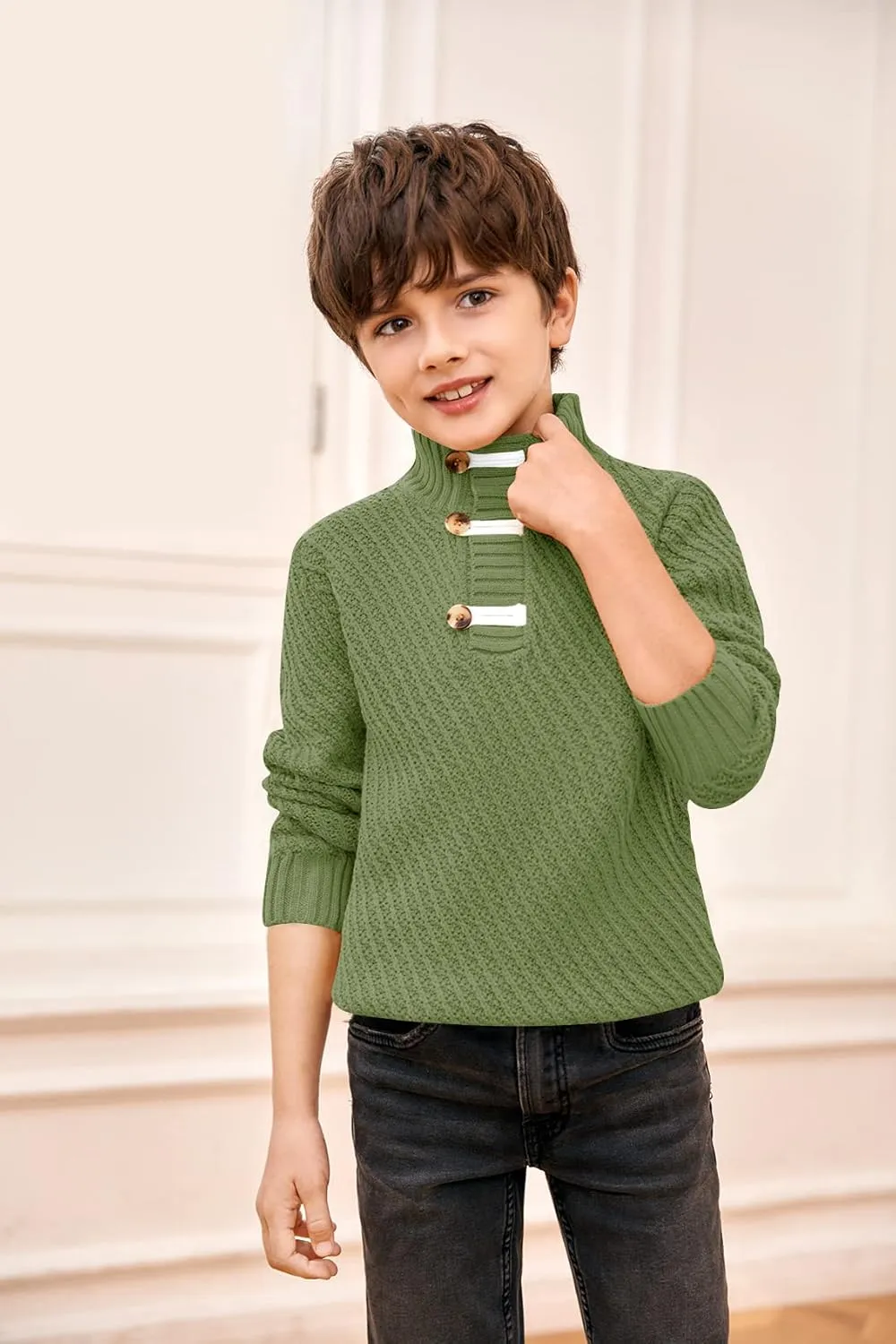 Makkrom Toddler Sweater Baby Boy Girl Turtleneck Cable Knit Sweaters Long Sleeve Christmas Outwear Spring Fall Winter