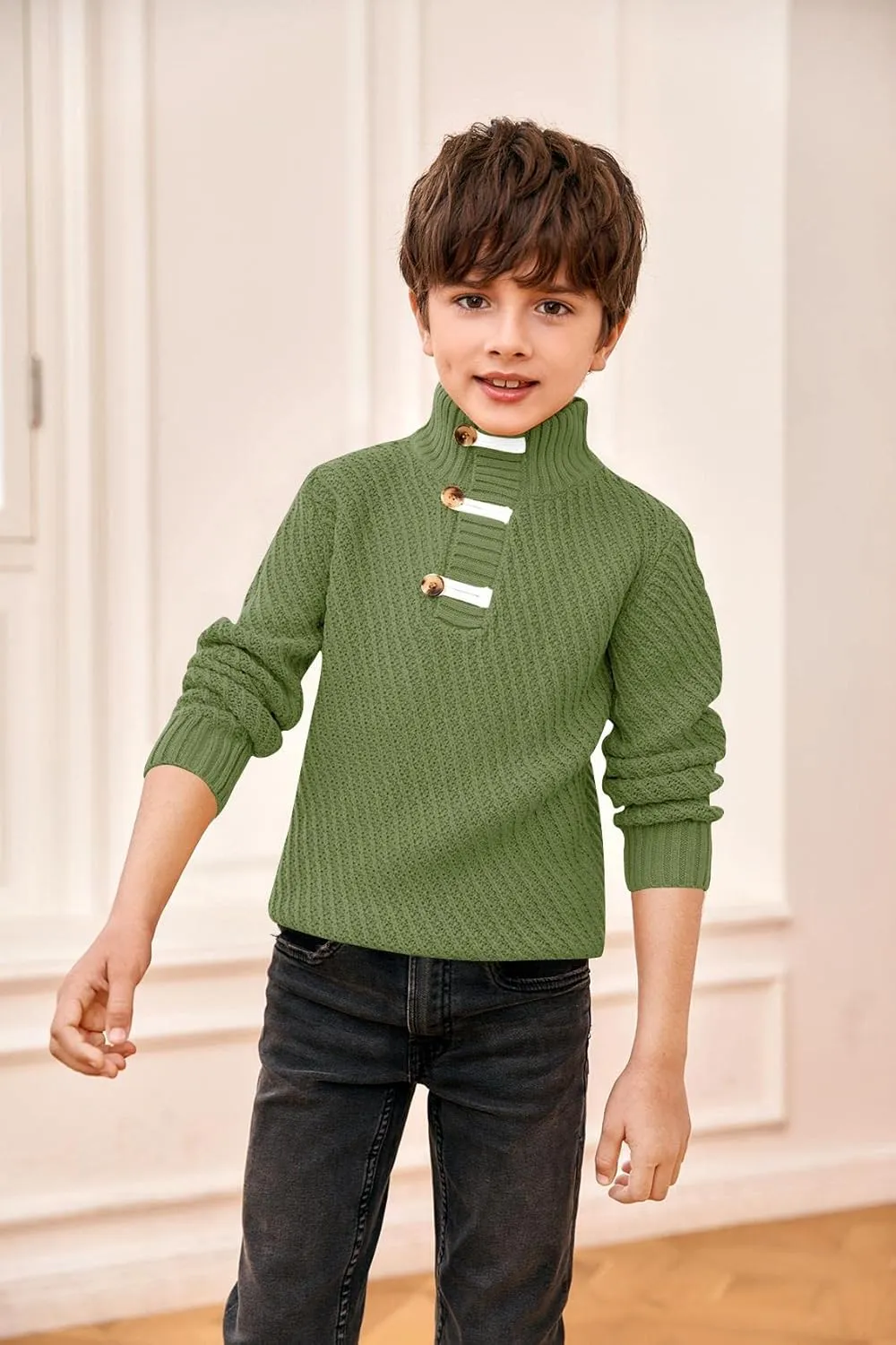 Makkrom Toddler Sweater Baby Boy Girl Turtleneck Cable Knit Sweaters Long Sleeve Christmas Outwear Spring Fall Winter