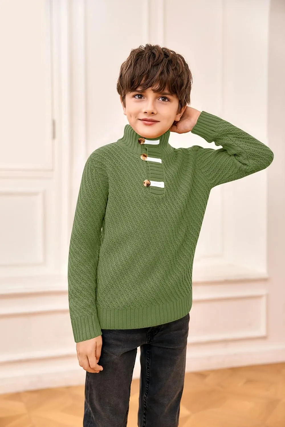 Makkrom Toddler Sweater Baby Boy Girl Turtleneck Cable Knit Sweaters Long Sleeve Christmas Outwear Spring Fall Winter