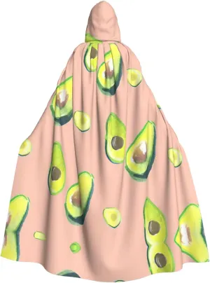 Many Avocado Images Print Long Cape Unisex Cloak With Hood Halloween Costume Cloak Adult Vampire Witch Cape