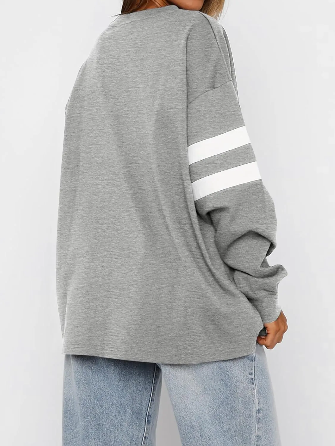 MASCOMODA Women's 2025 Striped Oversized Sweatshirt Fall Crewneck Long Sleeve Shirts Casual Color Block Pullover Tops