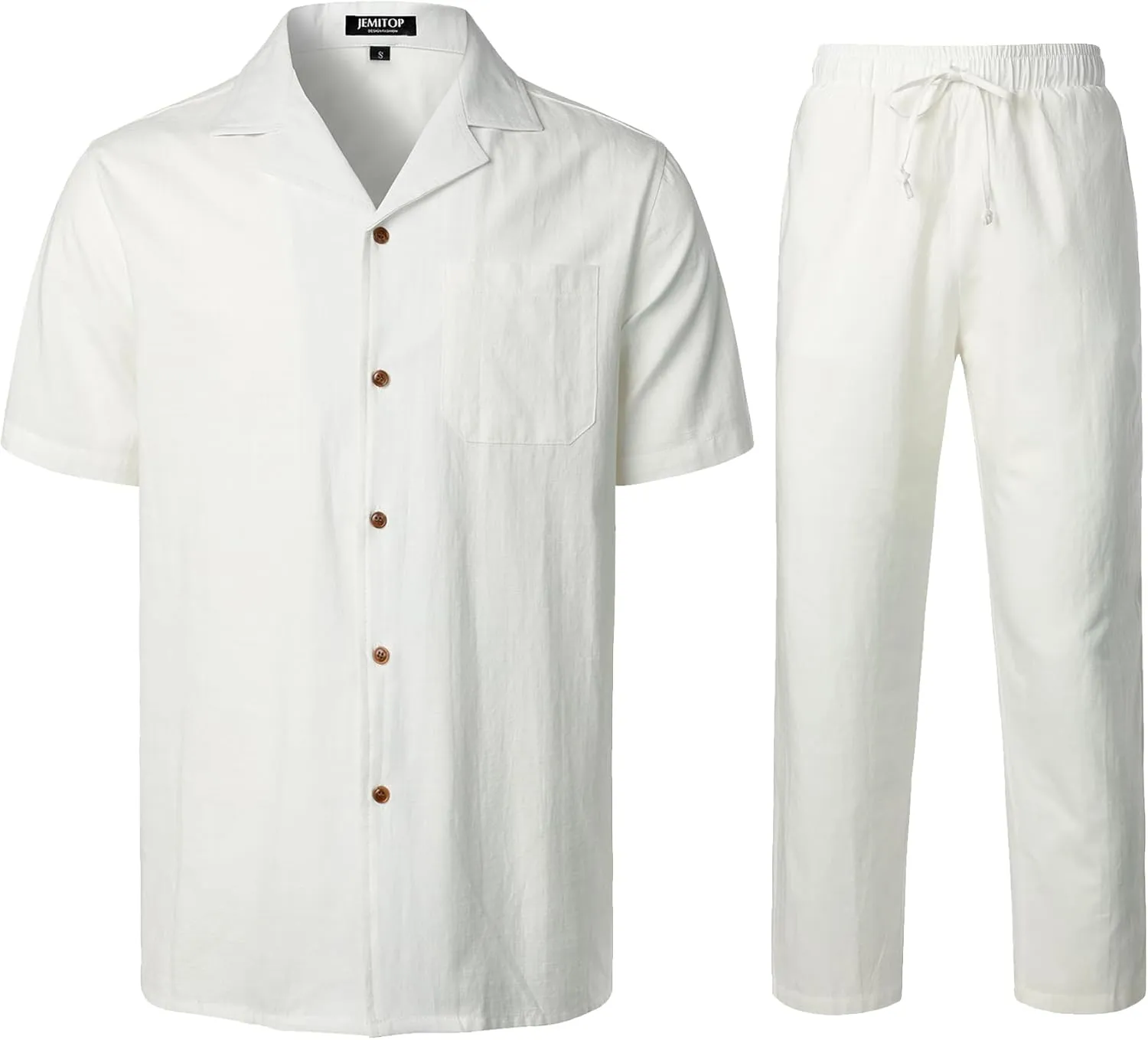 Men's 2 Piece Outfits Summer Relaxed Fit Walking Suit Casual Cuban Guayabera Shirt and Pants Set Beach Vacation