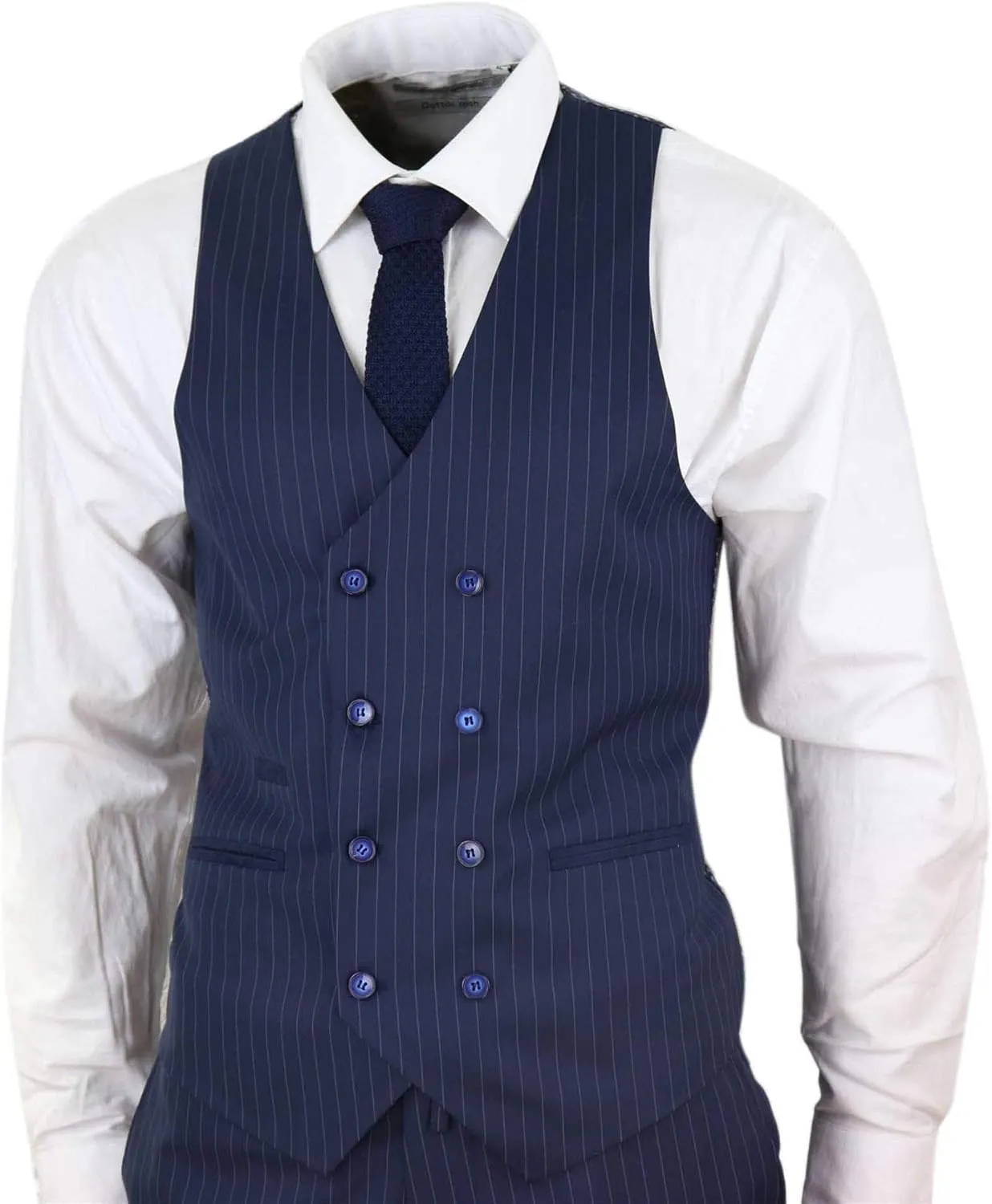 Mens 3 Piece Suit Gatsby 1920s Gangster Pinstripe Tailored Fit