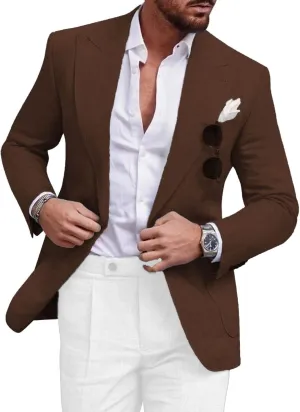 Men's Blazer Casual Sport Coats Linen Slim Fit One Button Suit Jacket Lightweight Sports Jacket