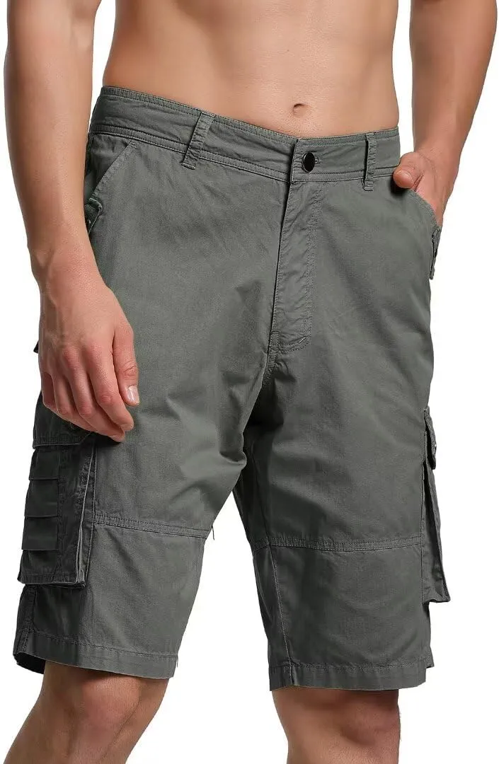 Men's Cargo Shorts Classic Relaxed Fit Twill Short for Work Pants Button Pockets