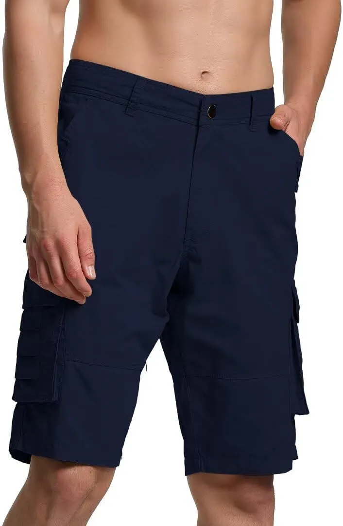 Men's Cargo Shorts Classic Relaxed Fit Twill Short for Work Pants Button Pockets