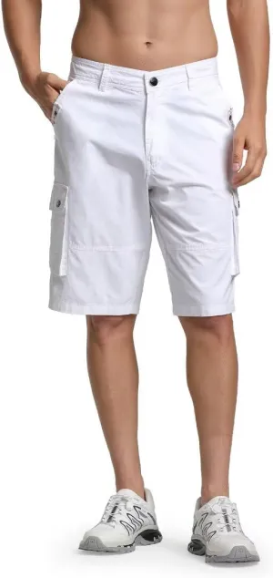 Men's Cargo Shorts Classic Relaxed Fit Twill Short for Work Pants Button Pockets