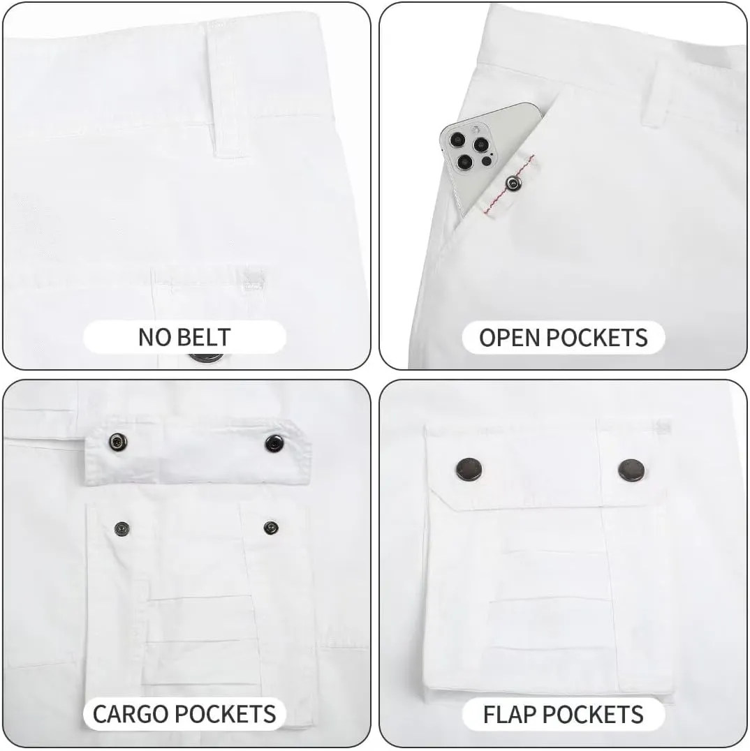 Men's Cargo Shorts Classic Relaxed Fit Twill Short for Work Pants Button Pockets
