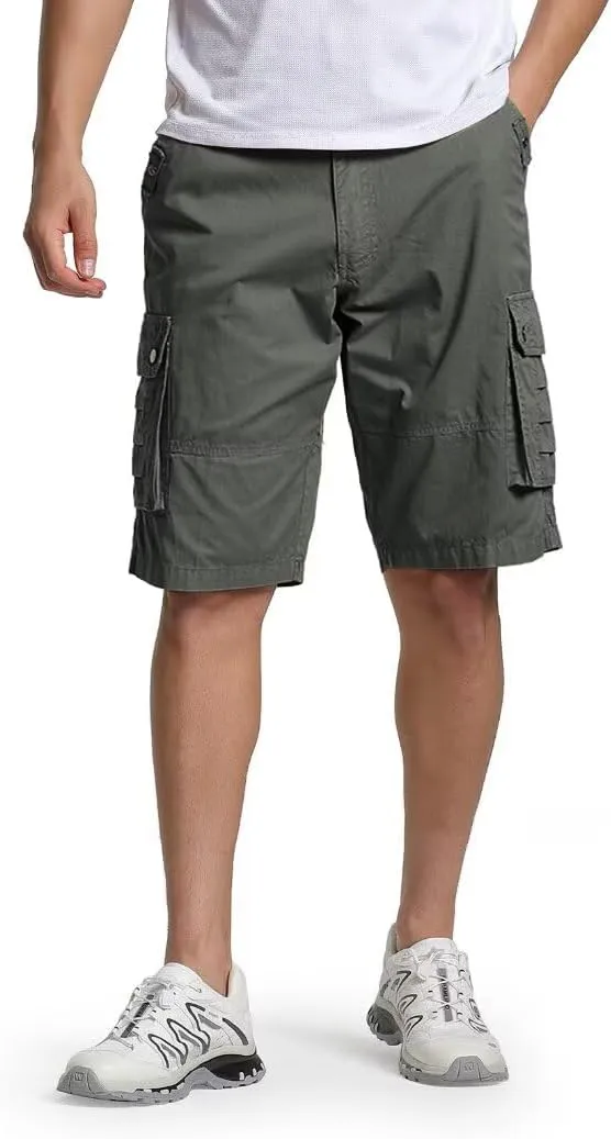 Men's Cargo Shorts Classic Relaxed Fit Twill Short for Work Pants Button Pockets