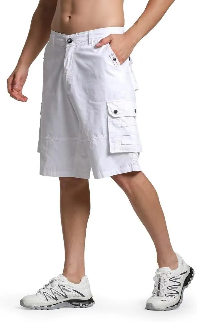 Men's Cargo Shorts Classic Relaxed Fit Twill Short for Work Pants Button Pockets