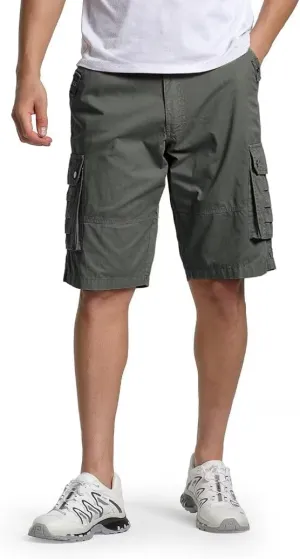 Men's Cargo Shorts Classic Relaxed Fit Twill Short for Work Pants Button Pockets