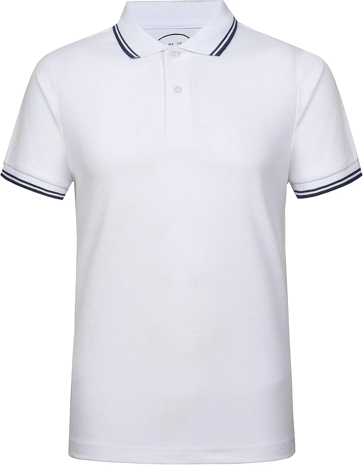 Men's Cotton Casual Polo Shirt Short Sleeve Striped Solid Golf Polo Shirts for Men Classic Pique Relaxed-Fit