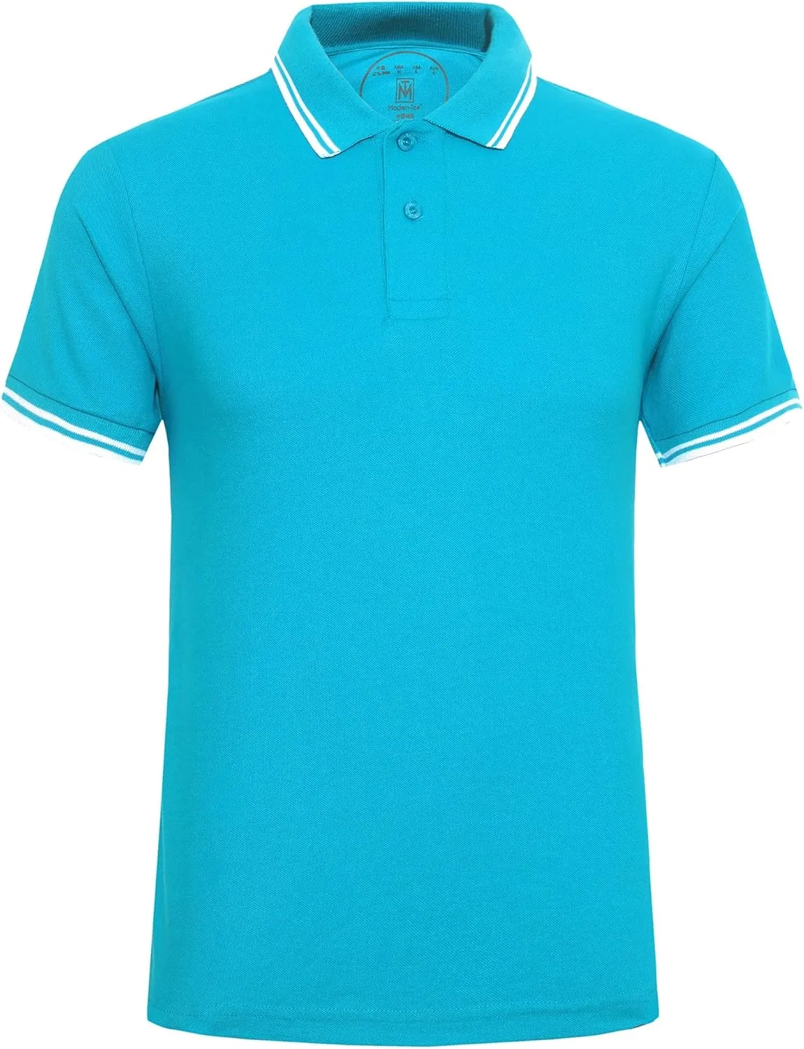 Men's Cotton Casual Polo Shirt Short Sleeve Striped Solid Golf Polo Shirts for Men Classic Pique Relaxed-Fit