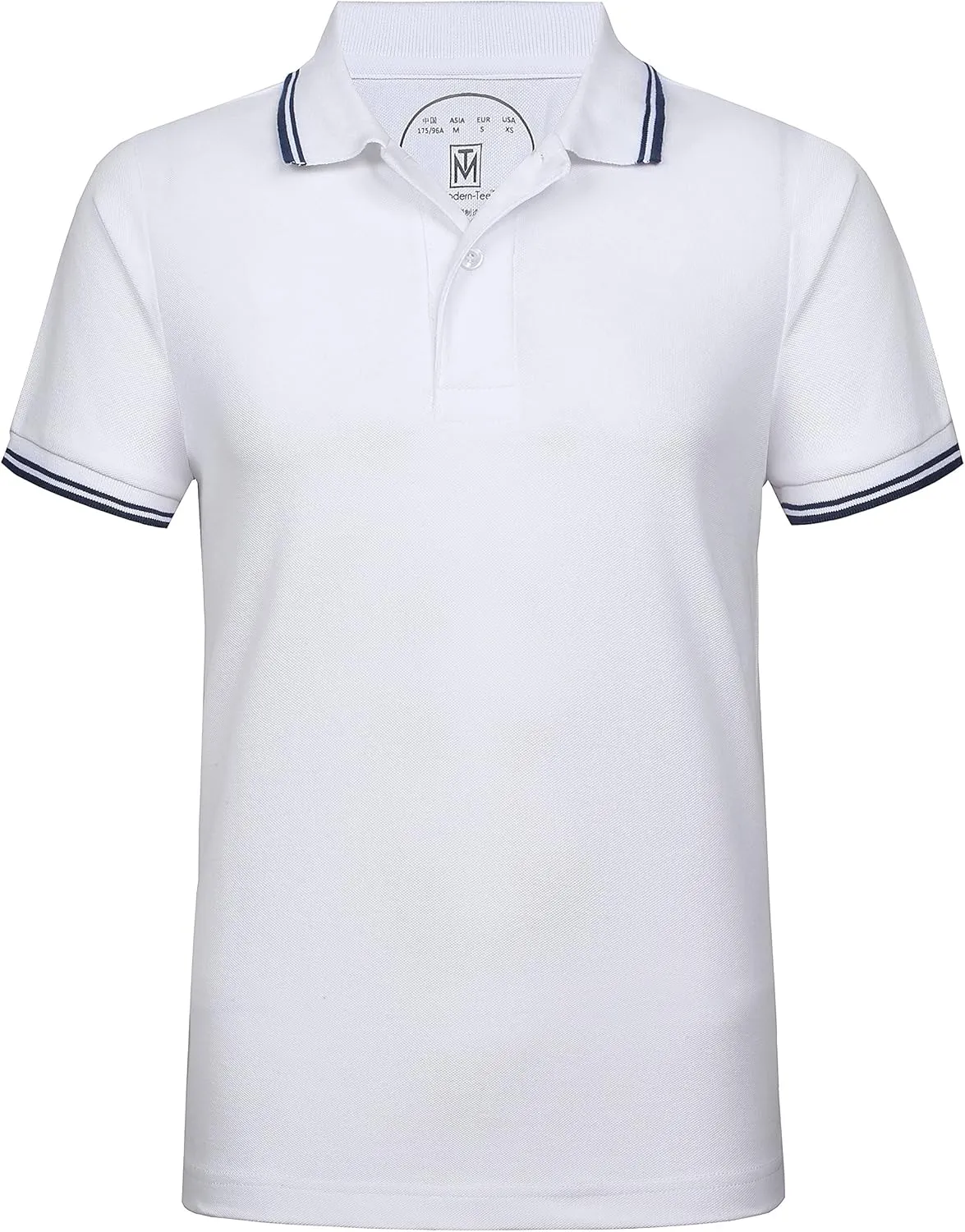 Men's Cotton Casual Polo Shirt Short Sleeve Striped Solid Golf Polo Shirts for Men Classic Pique Relaxed-Fit