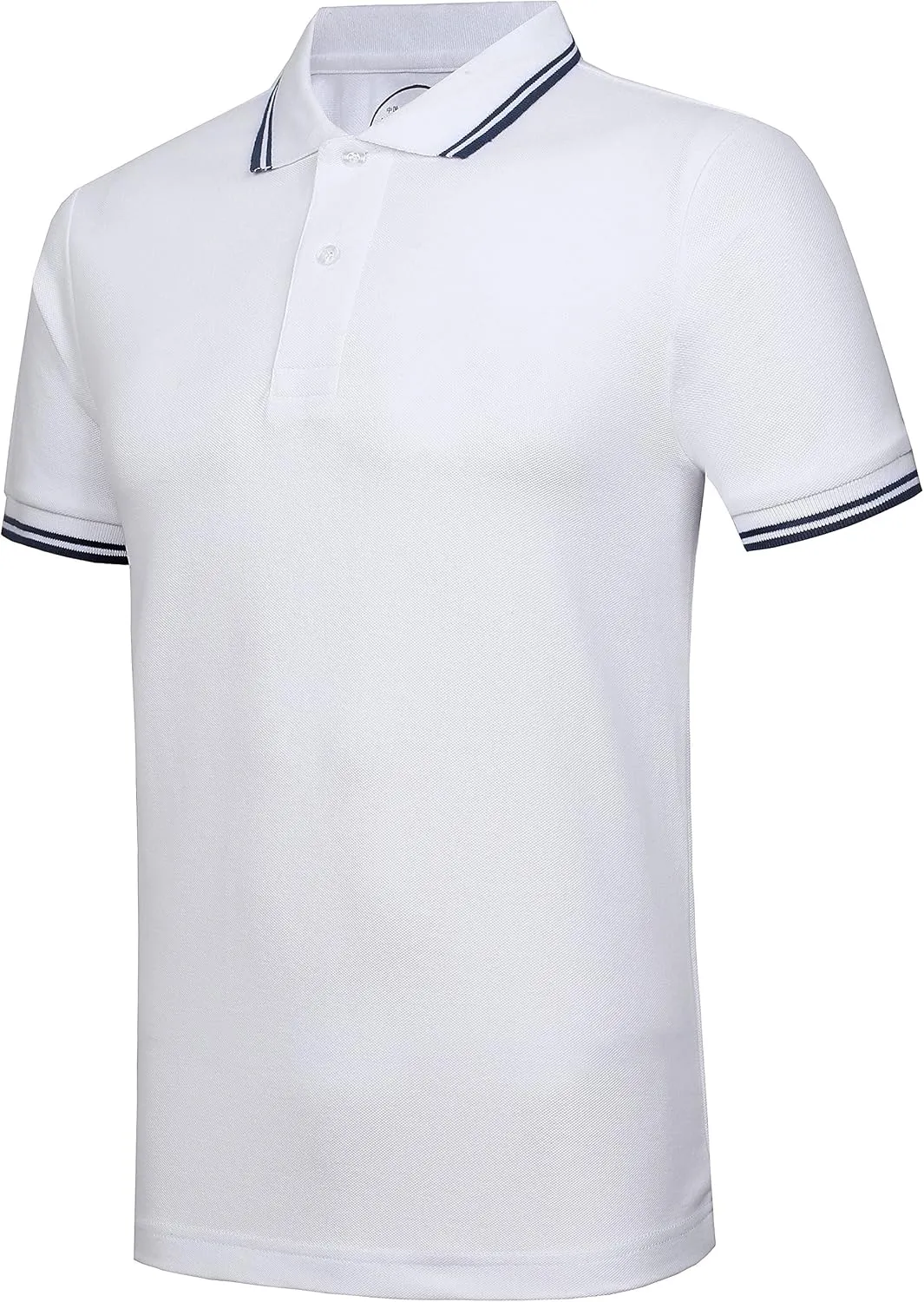 Men's Cotton Casual Polo Shirt Short Sleeve Striped Solid Golf Polo Shirts for Men Classic Pique Relaxed-Fit