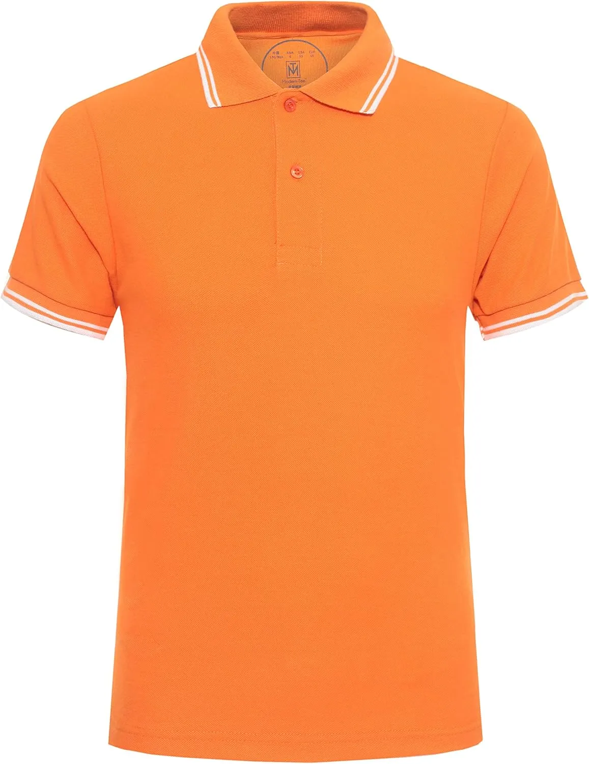 Men's Cotton Casual Polo Shirt Short Sleeve Striped Solid Golf Polo Shirts for Men Classic Pique Relaxed-Fit