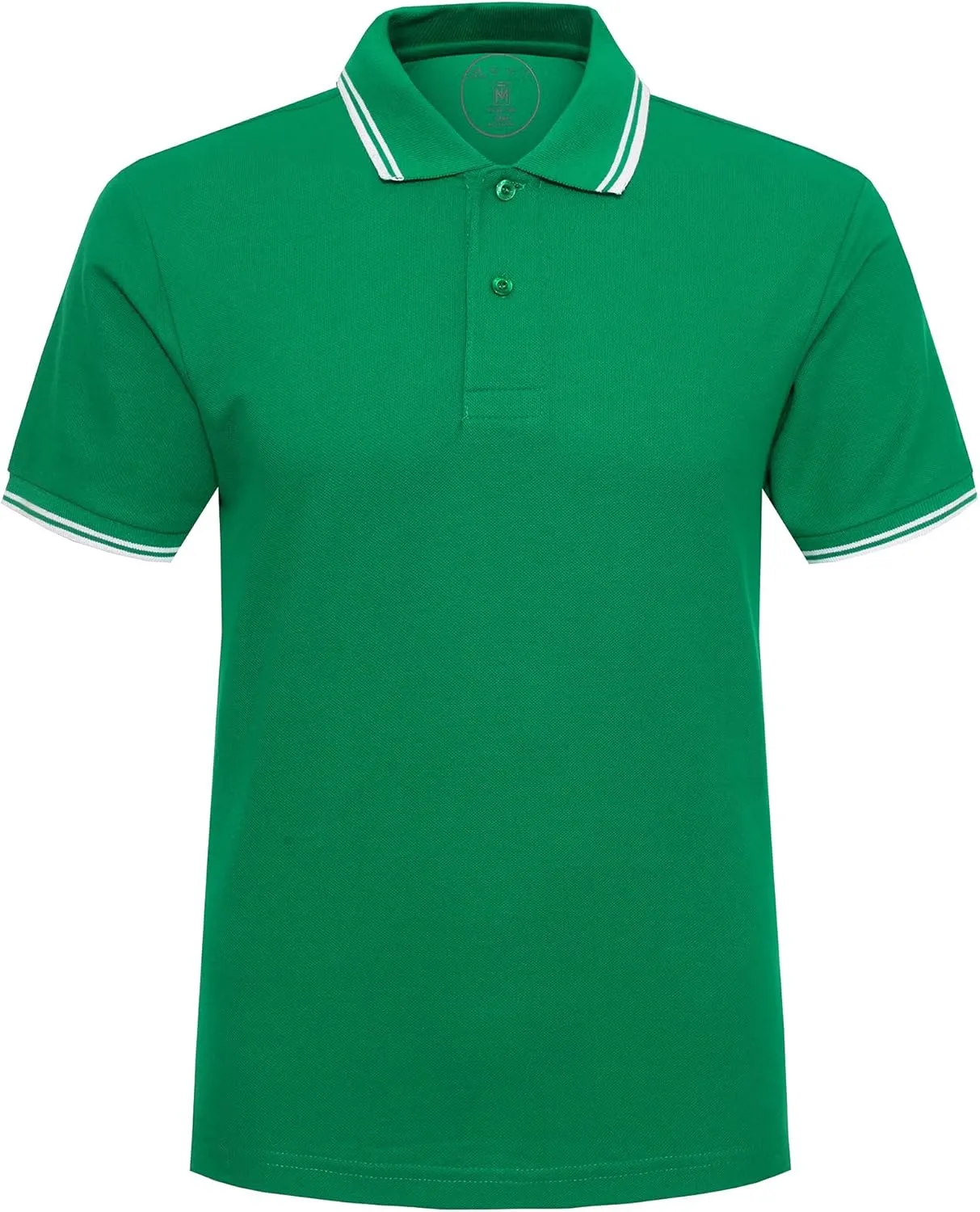 Men's Cotton Casual Polo Shirt Short Sleeve Striped Solid Golf Polo Shirts for Men Classic Pique Relaxed-Fit