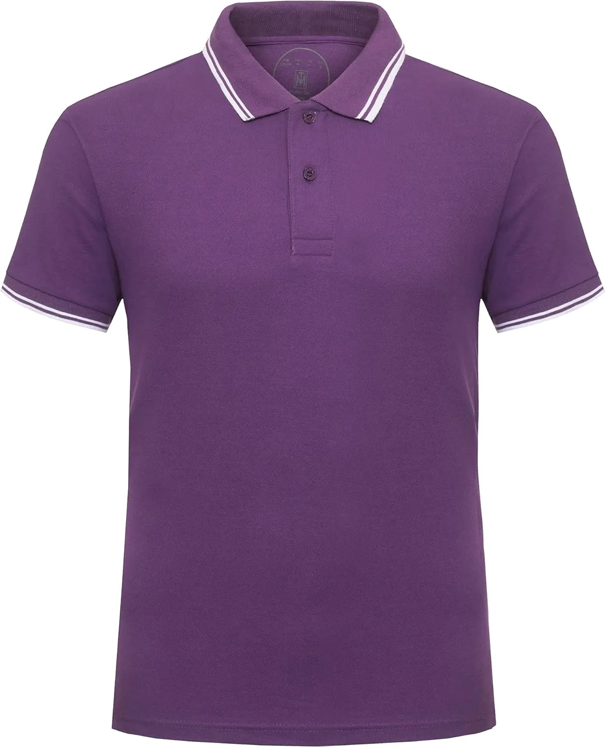 Men's Cotton Casual Polo Shirt Short Sleeve Striped Solid Golf Polo Shirts for Men Classic Pique Relaxed-Fit