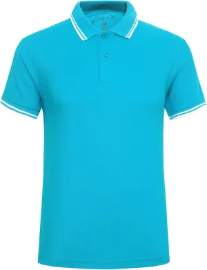 Men's Cotton Casual Polo Shirt Short Sleeve Striped Solid Golf Polo Shirts for Men Classic Pique Relaxed-Fit