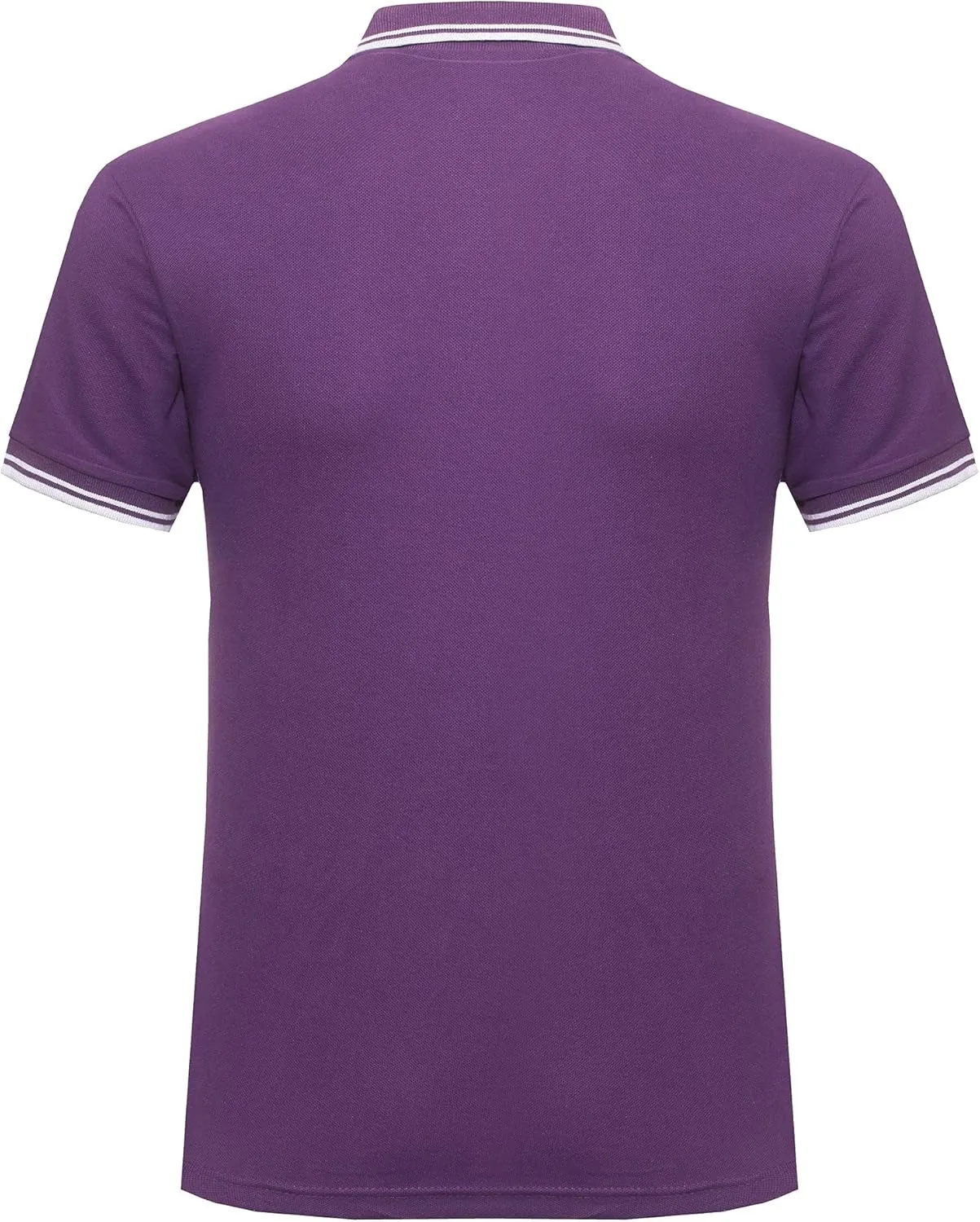 Men's Cotton Casual Polo Shirt Short Sleeve Striped Solid Golf Polo Shirts for Men Classic Pique Relaxed-Fit