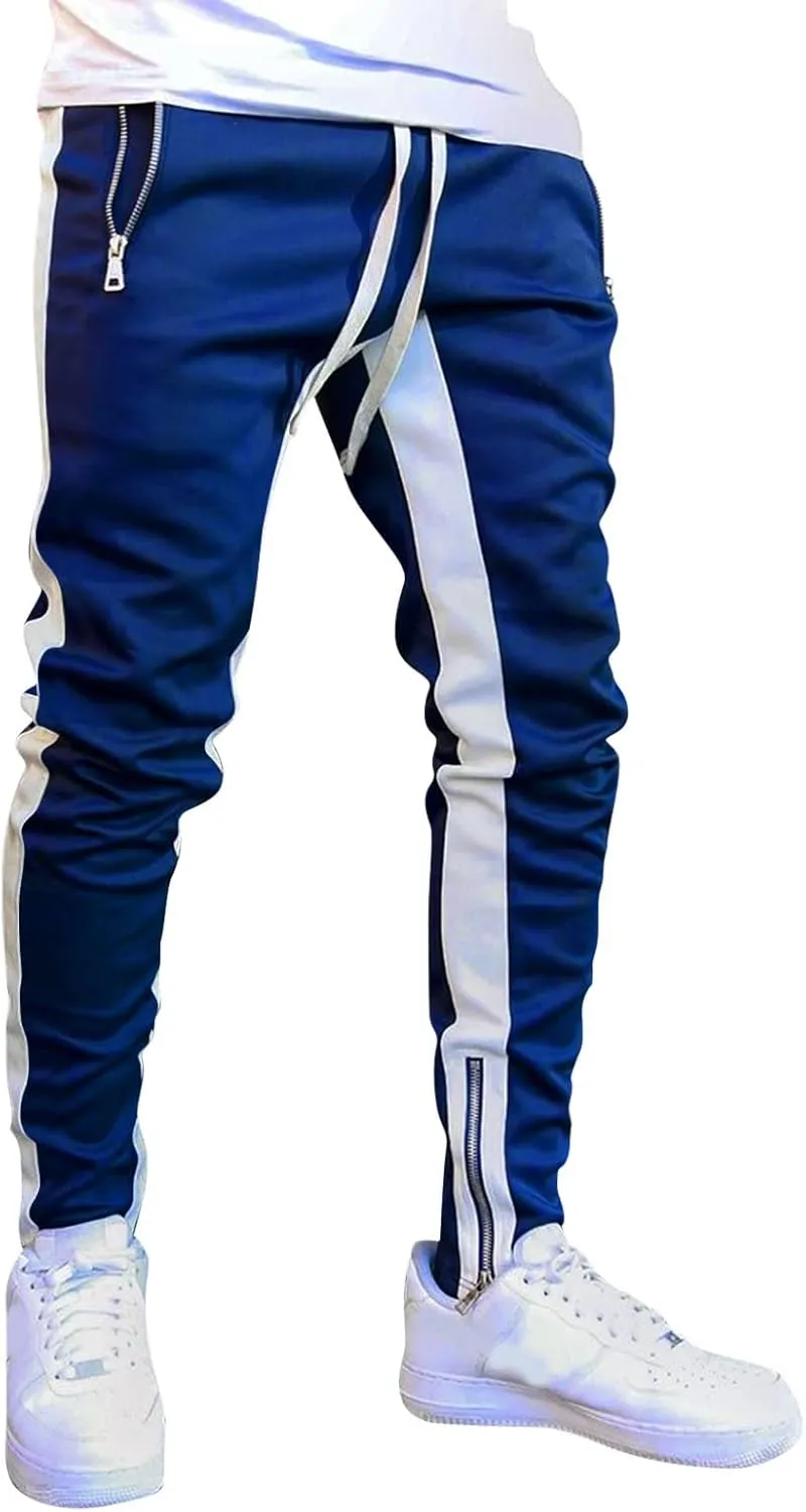 Mens Drawstring Athletic Cargo Joggers Pants Slim Fit Stretch with Pockets Casual Hiking Trousers Gym Sweatpants